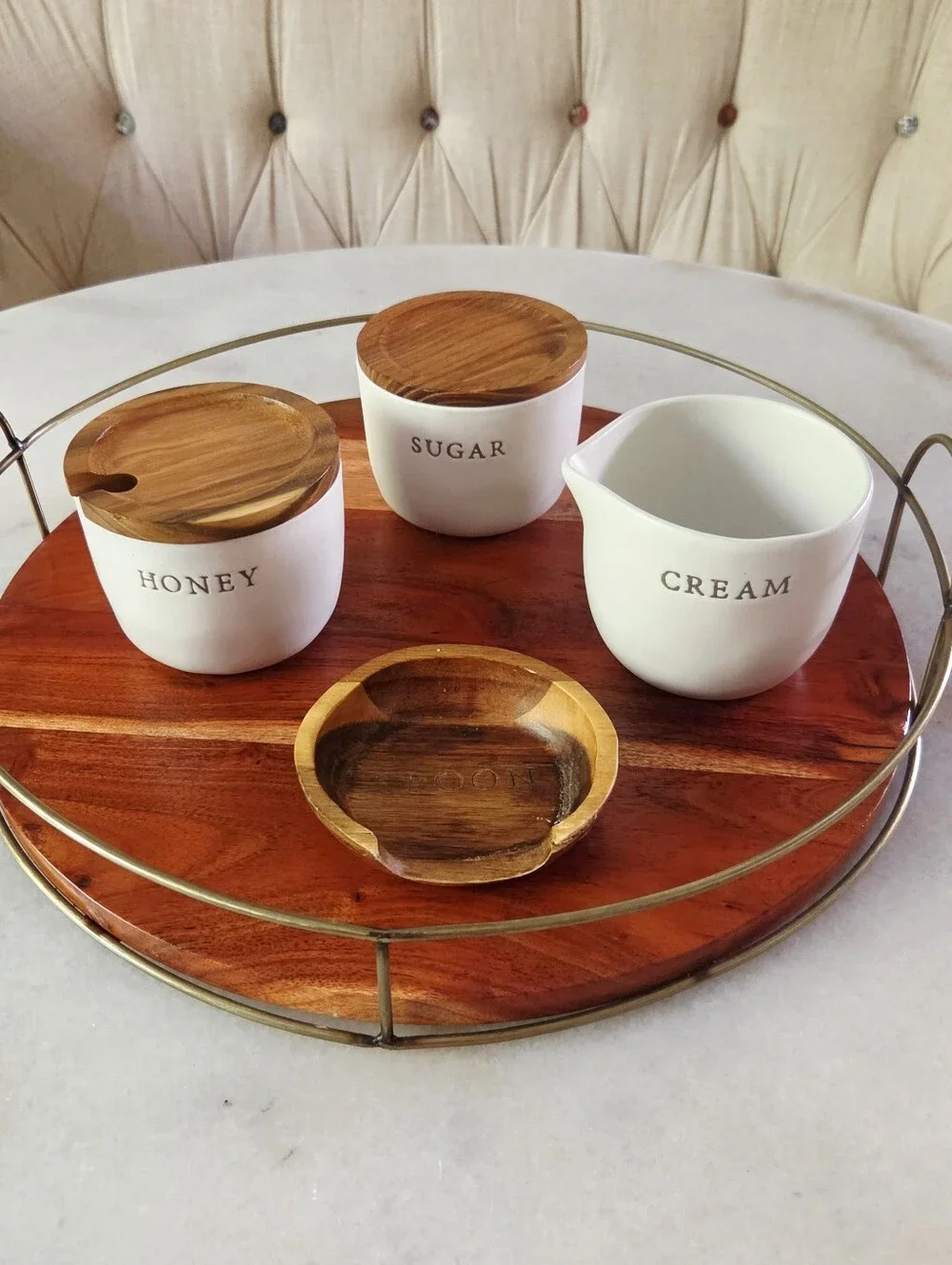 Hearth & Hand Magnolia Stoneware 4pc Set - Sugar, Honey Cream, and Spoon Rest